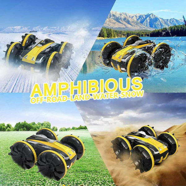 VOLANTEXRC All Terrain Amphibious Waterproof RC Monster Truck Stunt Car (Yellow) - EXHOBBY