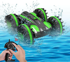 All Terrain Amphibious Waterproof Remote Control Boat & RC Car Pool Toys Green 2 pcs Batteries EXHOBBY Dealer.