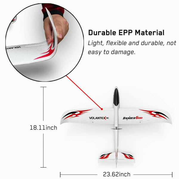 VOLANTEXRC Ranger600 RC Glider w- Xpilot Stabilizer and One Key U-turn for Kids (761-2) RTF.