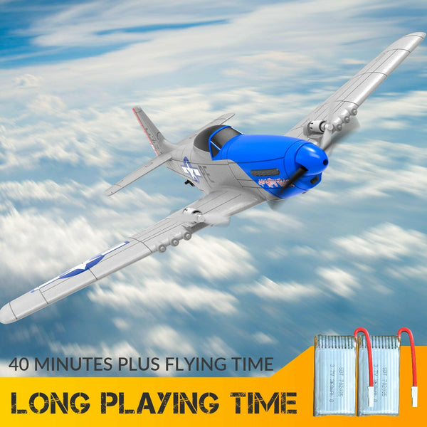 VOLANTEXRC P51D Mustang 2 Channels RC Beginner Airplane with Gyro Stabilizer Easy Fly EXHOBBY Dealer.