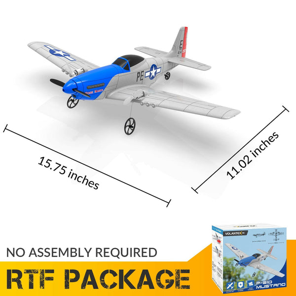 VOLANTEXRC P51D Mustang 2 Channels RC Beginner Airplane with Gyro Stabilizer Easy Fly EXHOBBY Dealer.