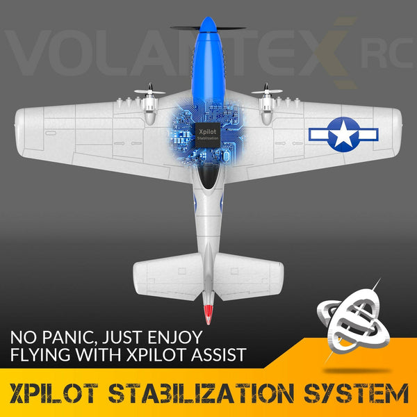 VOLANTEXRC P51D Mustang 2 Channels RC Beginner Airplane with Gyro Stabilizer Easy Fly EXHOBBY Dealer.