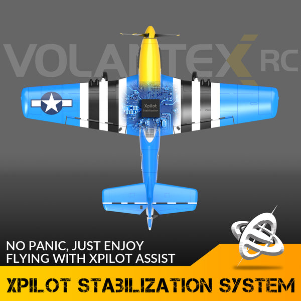 VOLANTEXRC 4-CH Airplanes P51 Mustang WWII Remote Control Airplane for Beginners with Xpilot Stabilization System