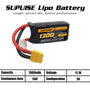 SUPULSE 2pcs 11.1V 3S 1300mAh 50C Lipo Battery with XT60 Plug EXHOBBY.